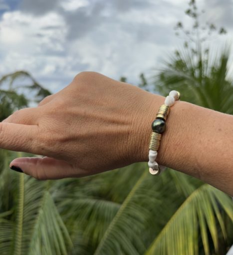 BRACELET MAORI,  PERLE DE TAHITI