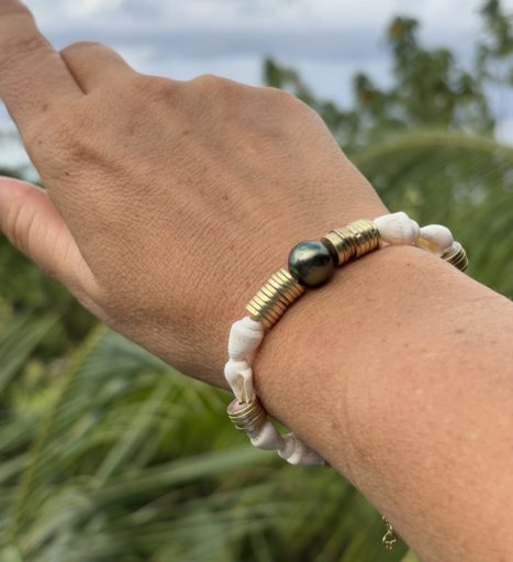 BRACELET MAORI,  PERLE DE TAHITI