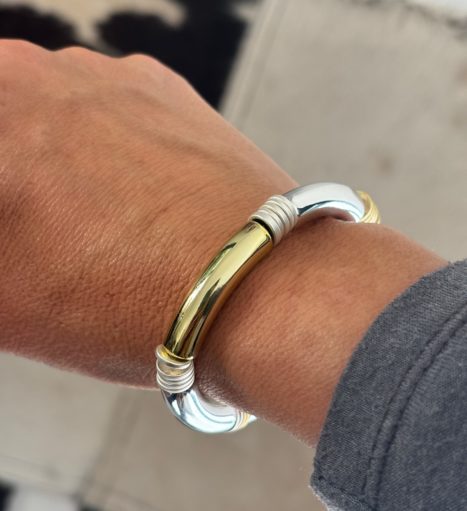 BRACELET TUBES OR et ARGENT