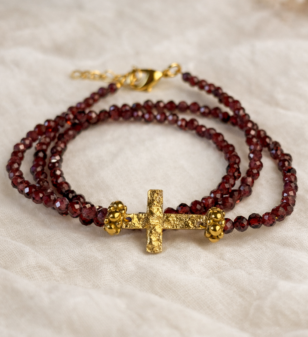 BRACELET TRIPLE GRENAT